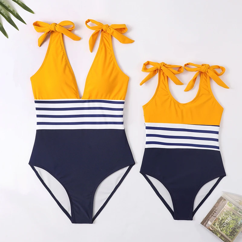 Mother and Dauthter Swimsuit One-Piece Mommy Kid Bikini Beachwear Mother And Me Bathing Suit Baby Girl Swimwear 6