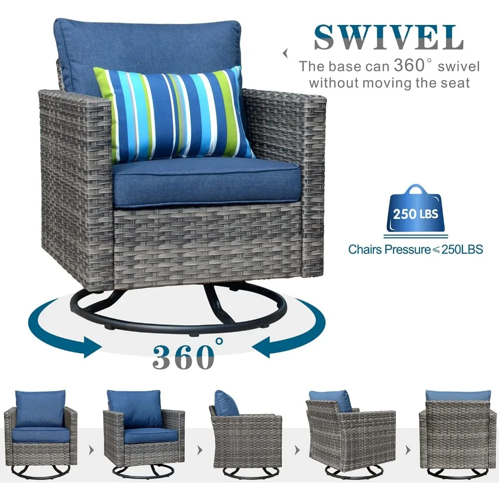 Patio Furniture Outdoor Sectional Sofa Swivel Rocking Chairs All Weather Rattan Wicker 10 Piece Conversation with Coffee Table 5