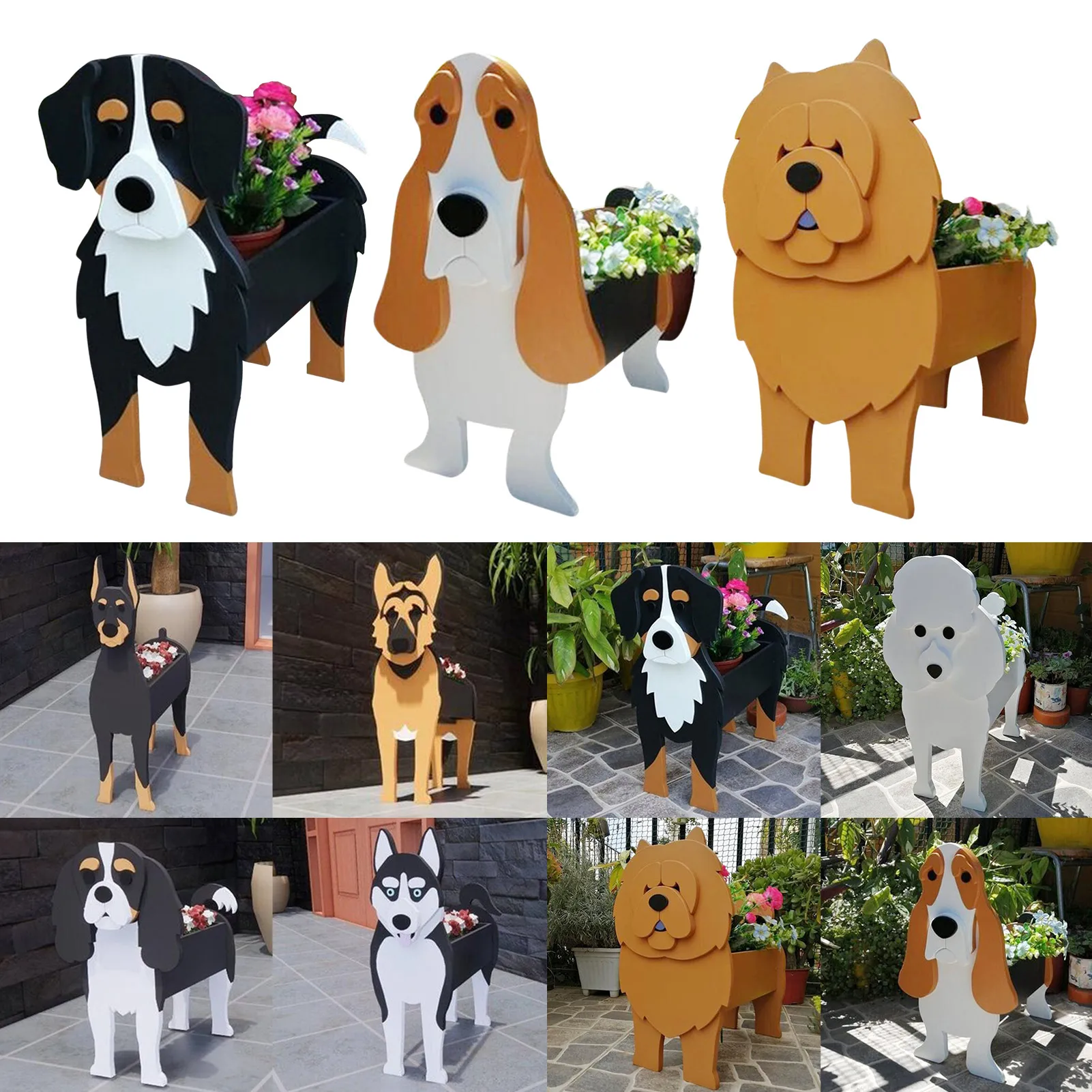 

Outdoor Garden Animal Flower Pots Succulent Planters Wooden DIY Assembled Flowerpots Home Decor Indoor Balcony Cactus Flowerpots