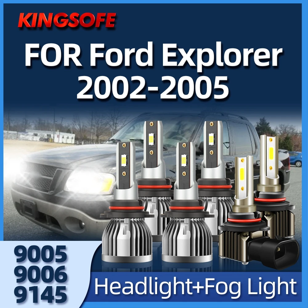

Фонари головного света 9005 9006 26000LM 110W, лампы головного света, противотуманные фары 6000K для Ford Explorer 2002 2003 2004