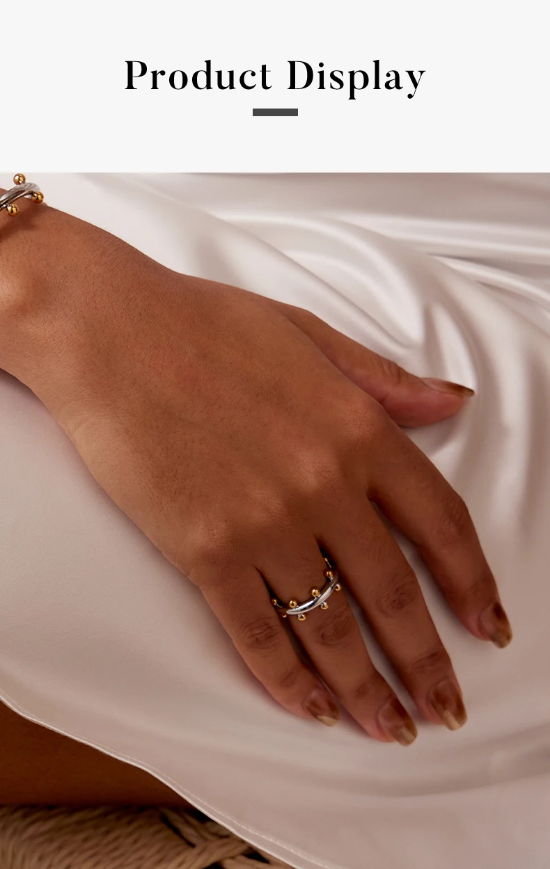 Double Row Ball Midi Ring – Gold Color 18K Plated Knuckle Ring