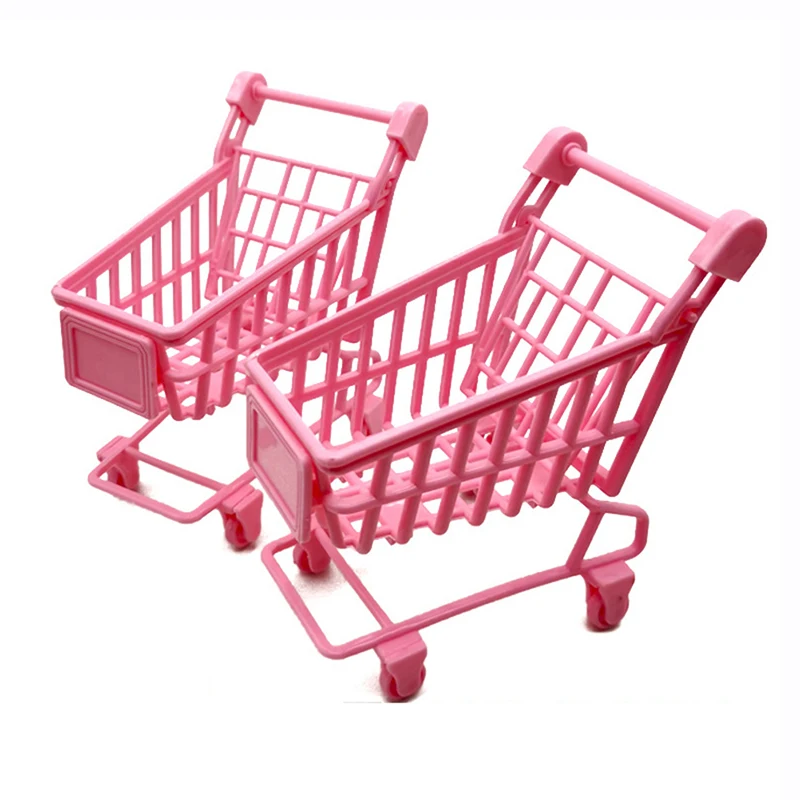 Dollhouse Shopping Cart Makeup Sponge Rack Model For Baby Miniature Grocery Cart Supermarket Handcart Toy Doll House Accesories