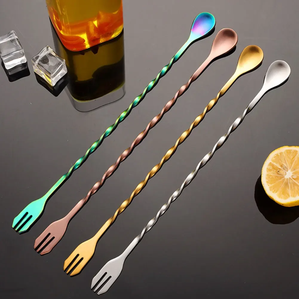 Creative Long Spiral Handle Cocktail Spoon Stainless Steel Whisky Wine Mixing Spoon Shaker Muddler Stirrer Bar Accessories cocktail stirrers