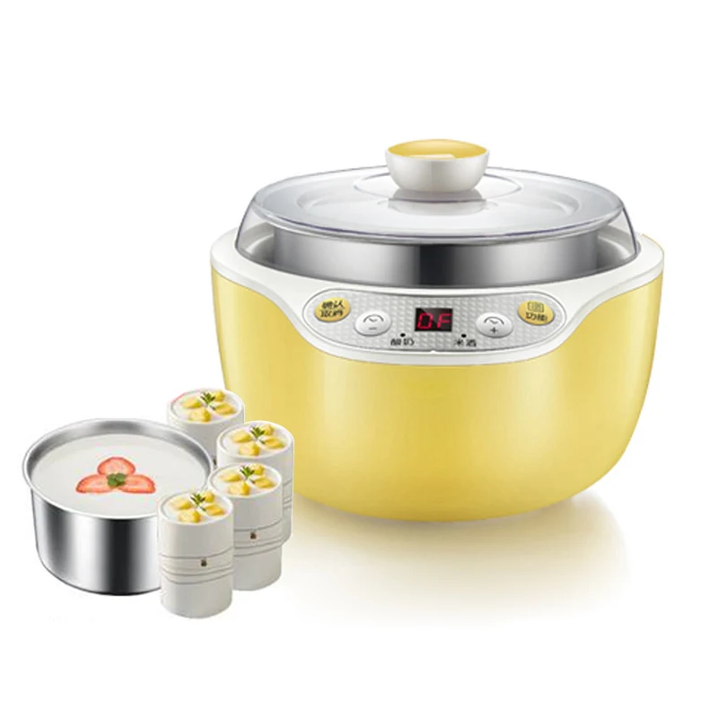 DMWD 1 л Інтелектуальний електричний йогуртниця Керамічний вкладиш з нержавіючої сталі Автоматичний Natto Pickles Рисове вино Термостатичний ферментатор