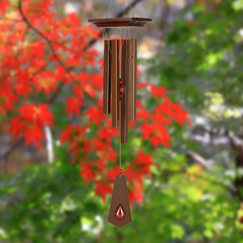 

22” Amber Wind Chime RCA Solar Wind Carillon for Outdoor Bell Sound Gardening and Decoration Metal Bells Large Christmas Bells