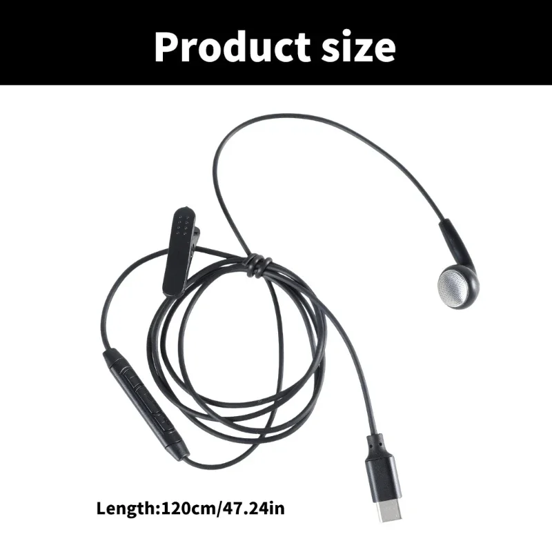 Enkelzijdige oortelefoon, mono-koptelefoon met snoer, USB Type-C oordopjes_voghion.com
