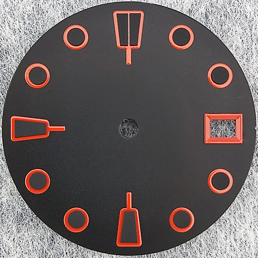 28.5MM Black-Red Dial with Green Luminous Accents