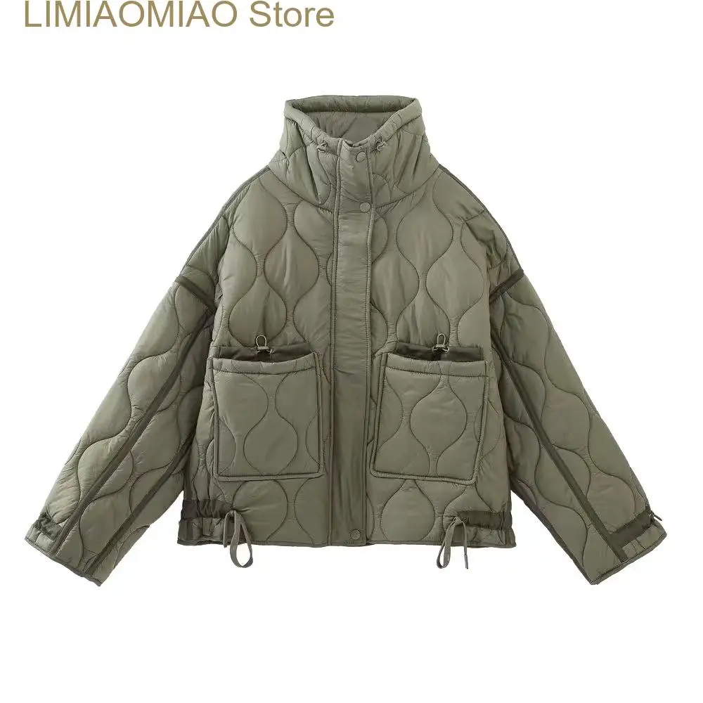 New spring women's solid color loose stand-up collar cotton jacket short coat