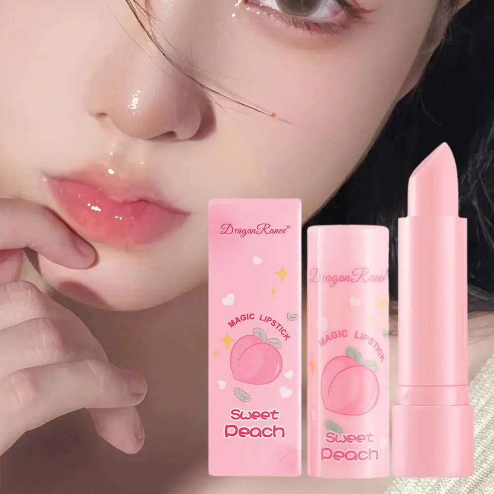 

1pc Natural Peach Lip Balm Long-lasting Moisturizing Change Color Lip Lipstick Hydration Temperature Care Anti-drying Lipst C3v7