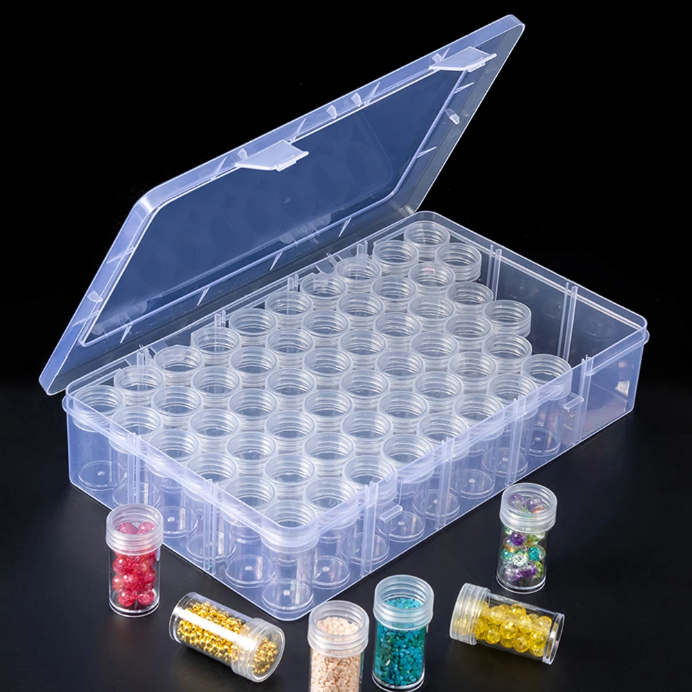 Plastic Storage Box 1pc 24/30/48/60/80 Slots DIY Diamond Painting Beads Charms Jewelry Accessories Organizer