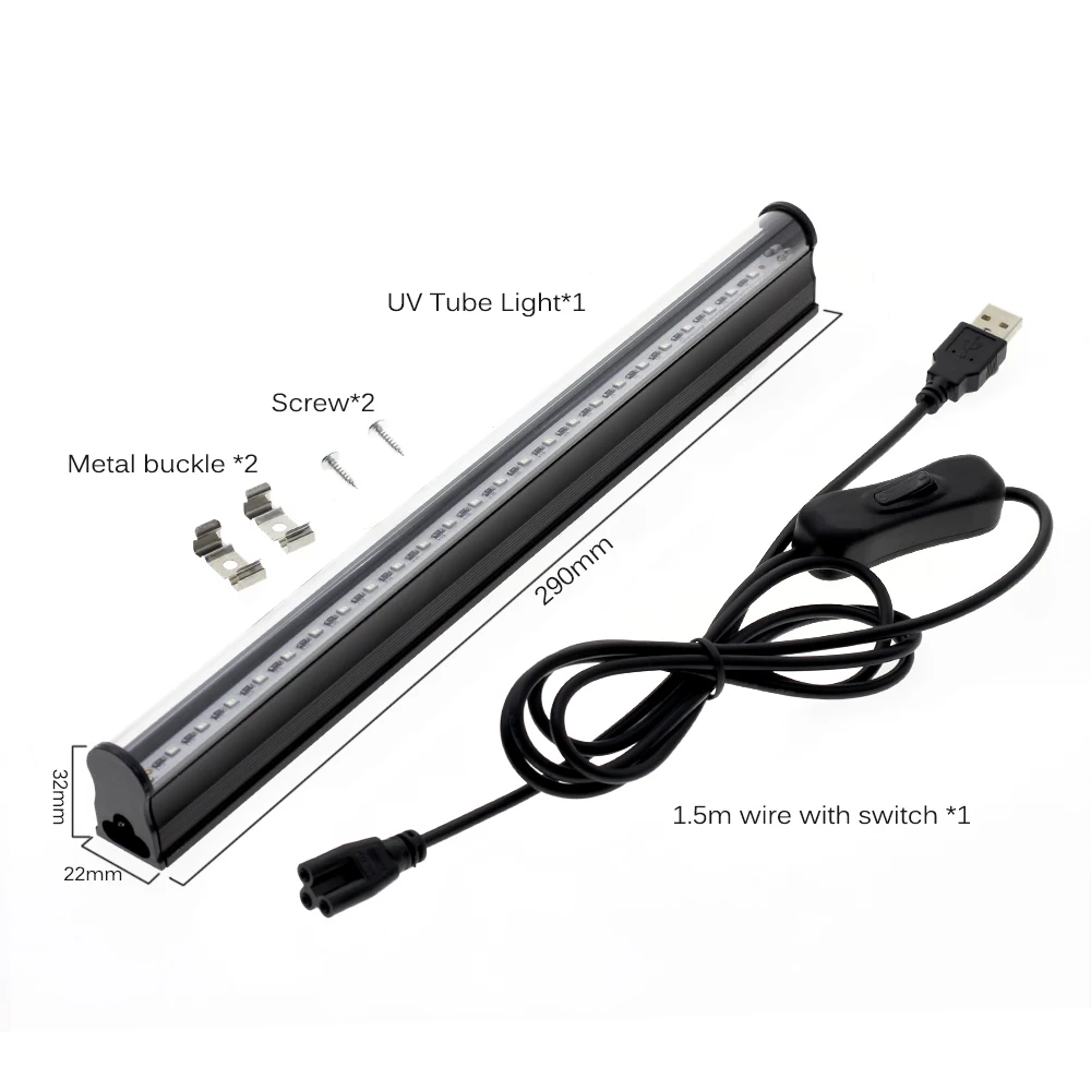 UV LED Strip Light uv led strip light 5V UV LED Tube Light USB Plug with Switch 395NM UV Lamp for Body Painting/Pet Cleaning/Banknote Inspection