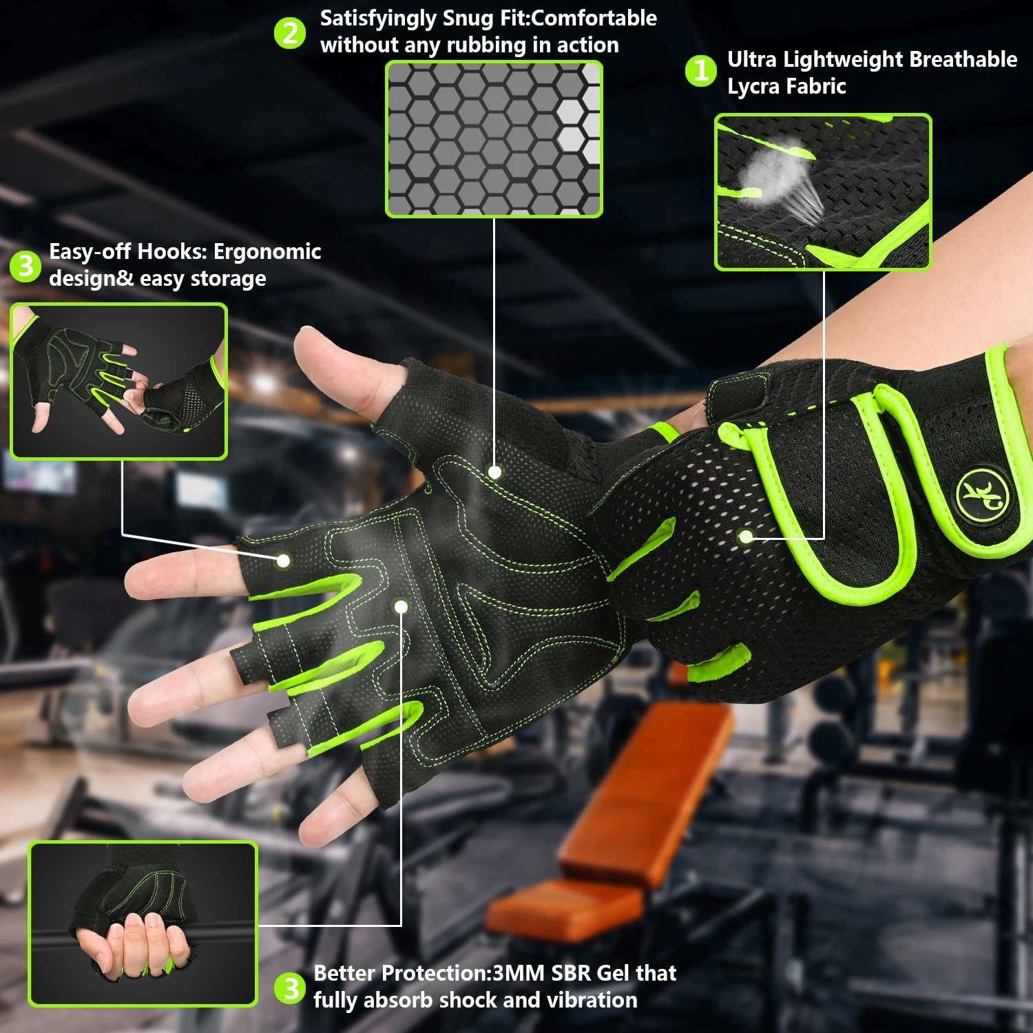 BIKINGMOREOK Gym Gloves Men Women Breathable Fitness Gloves,Anti-slip Strength Training Exercise Workout  Weight Lifting Gloves 4