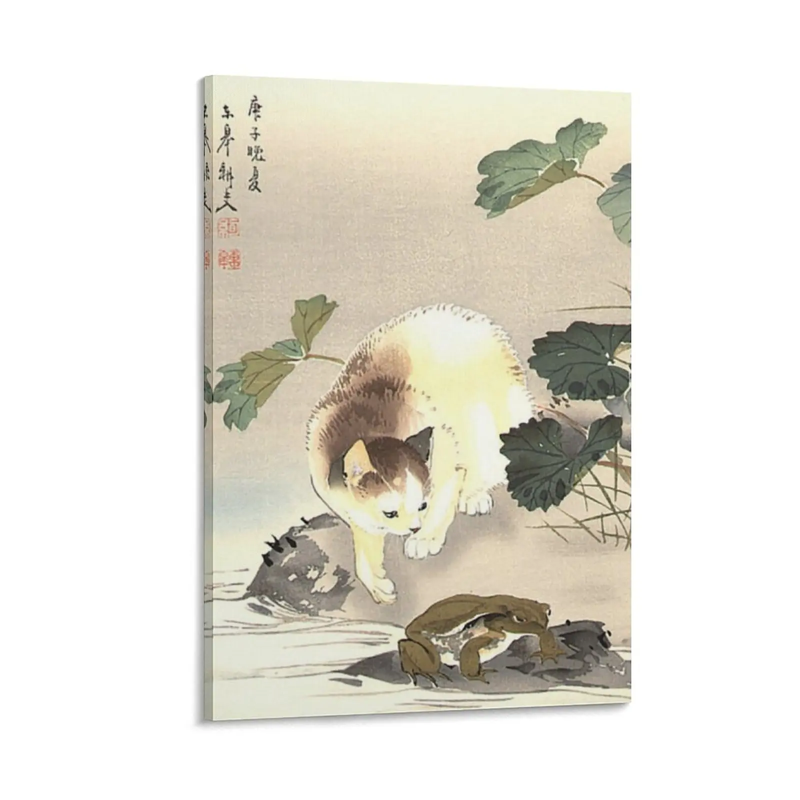 

Antique Japanese Woodblock Watercolor Cat Print Canvas Painting korean room decor paintings wall decor anime decoration