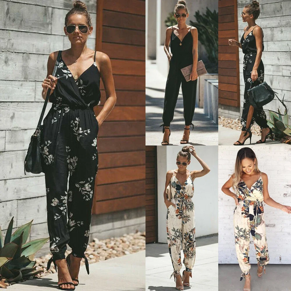 Cotton Floral Jumpsuit for Women Summer Casual