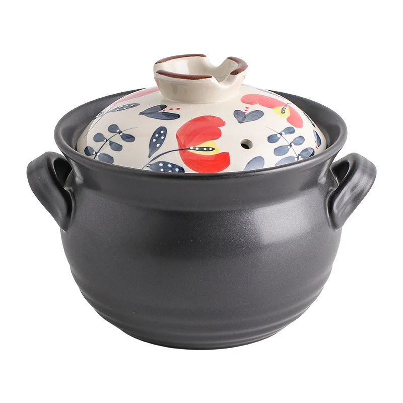 HEMOTON Pentola In Ceramica Coreana Per Zuppa E Stufati - Casseruola Con Coperchio, 21.5x18x7 Cm, Marrone