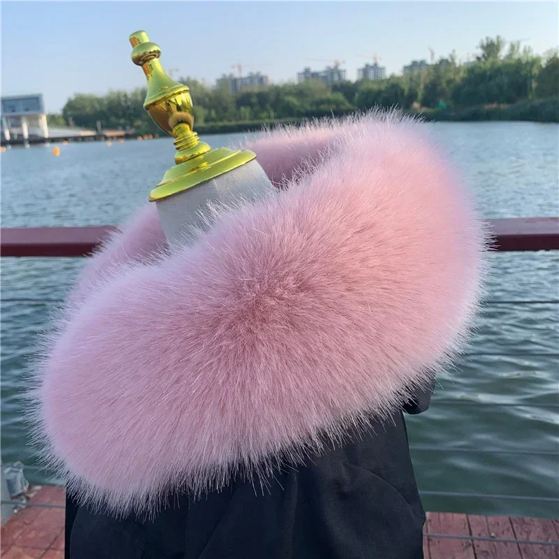 Soft Women Scarf Winter Faux Fox Fur Collar Furry Warm Thicken Men Parka Coat Hood Decor Fake Fur Shawl Luxury Scarves