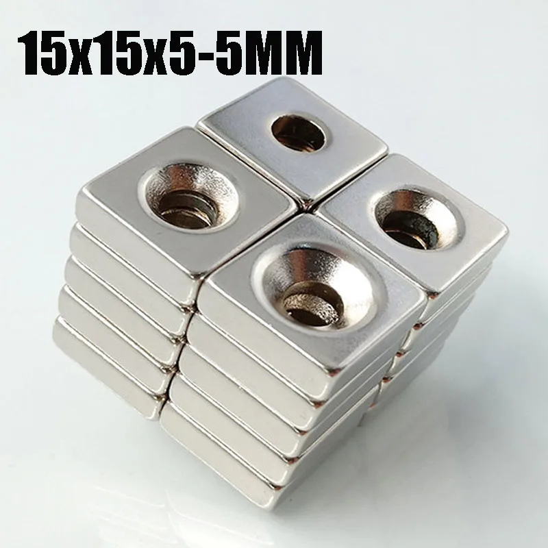 

Square Perforated Strong Magnetic Iron Magnet with Sunk Holes, Neodymium Iron Boron High-Temperature Resistant Strong Magnet