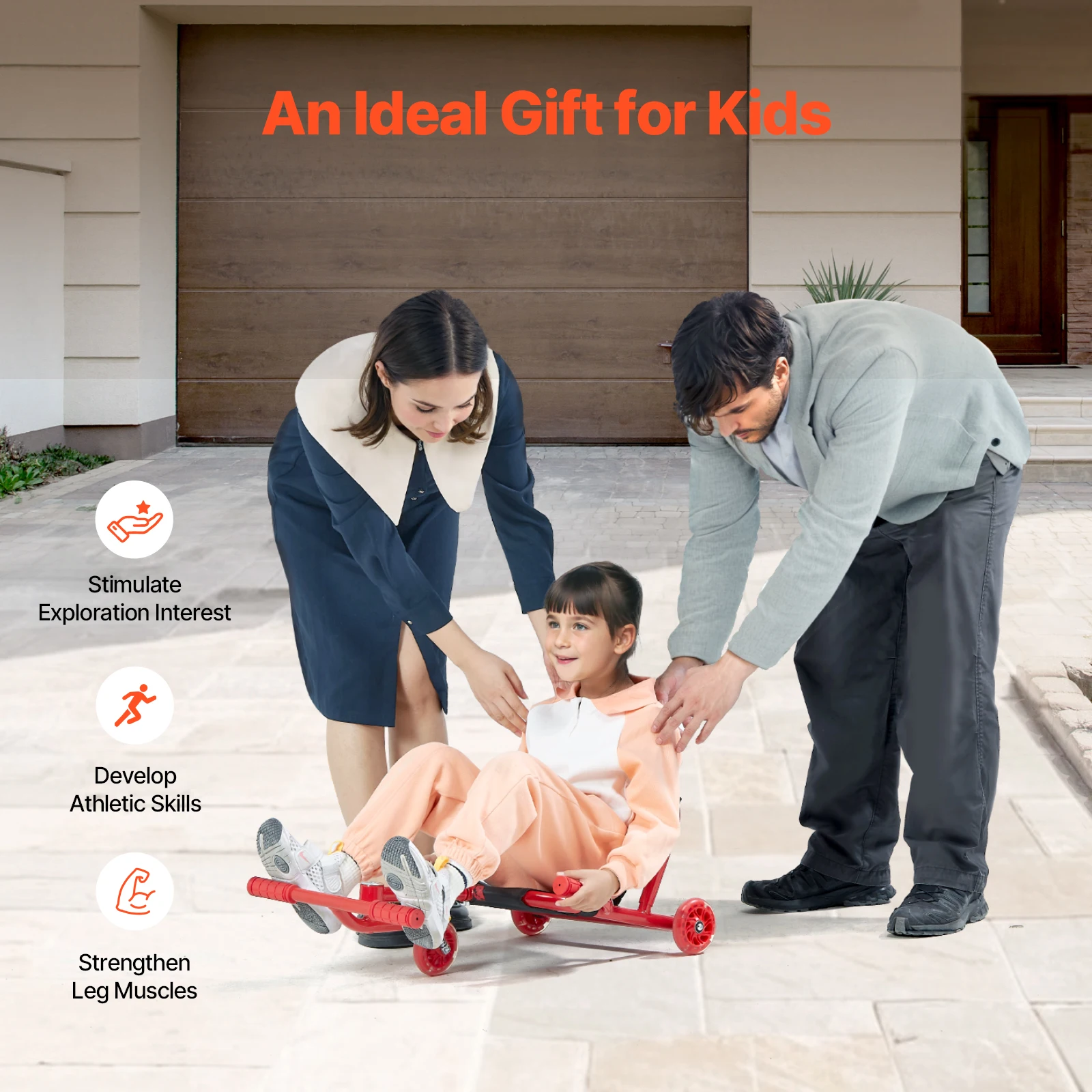 Kids Ride on Scooter with Zig Zag Motion Drifting for Outdoor Fun