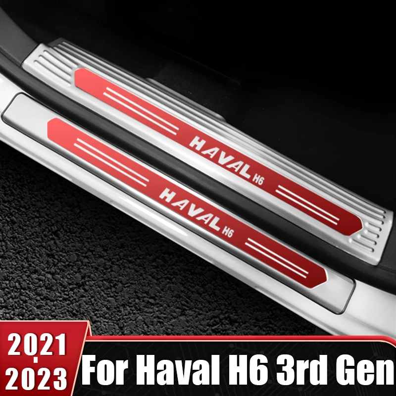 

Door Sill Scuff Plate Cover Stickers For Haval H6 3rd Gen 2021 2022 2023 GT DHT-PHEV Stainless Threshold Pedal Car Accessories