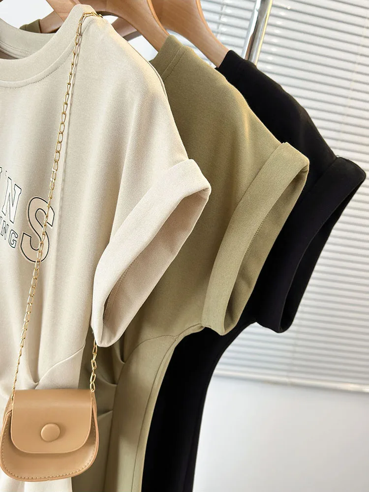 فستان نسائي كاجوال بأكمام قصيرة ، فساتين متوسطة ال...