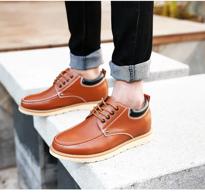Scarpe casual da uomo in pelle con rialzo interno di 6 cm_voghion.com