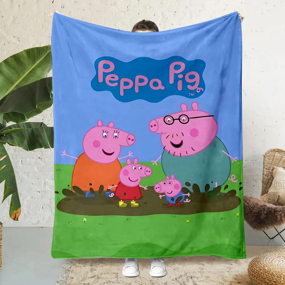 Printed Blanket Picnic Blankets Warm Blanket Soft and Comfortable Blanket Home Travel Birthday Gift Cartoon P-Peppa Pigs 6