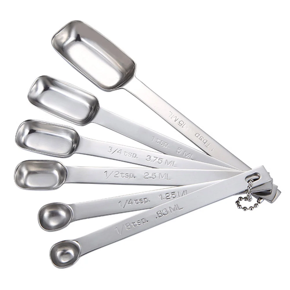 

6 Pcs Seasoning Spoon Spoons Square Head Rectangle Scale Stainless Steel Measuring with Tablespoon Supplies Kitchen Measure