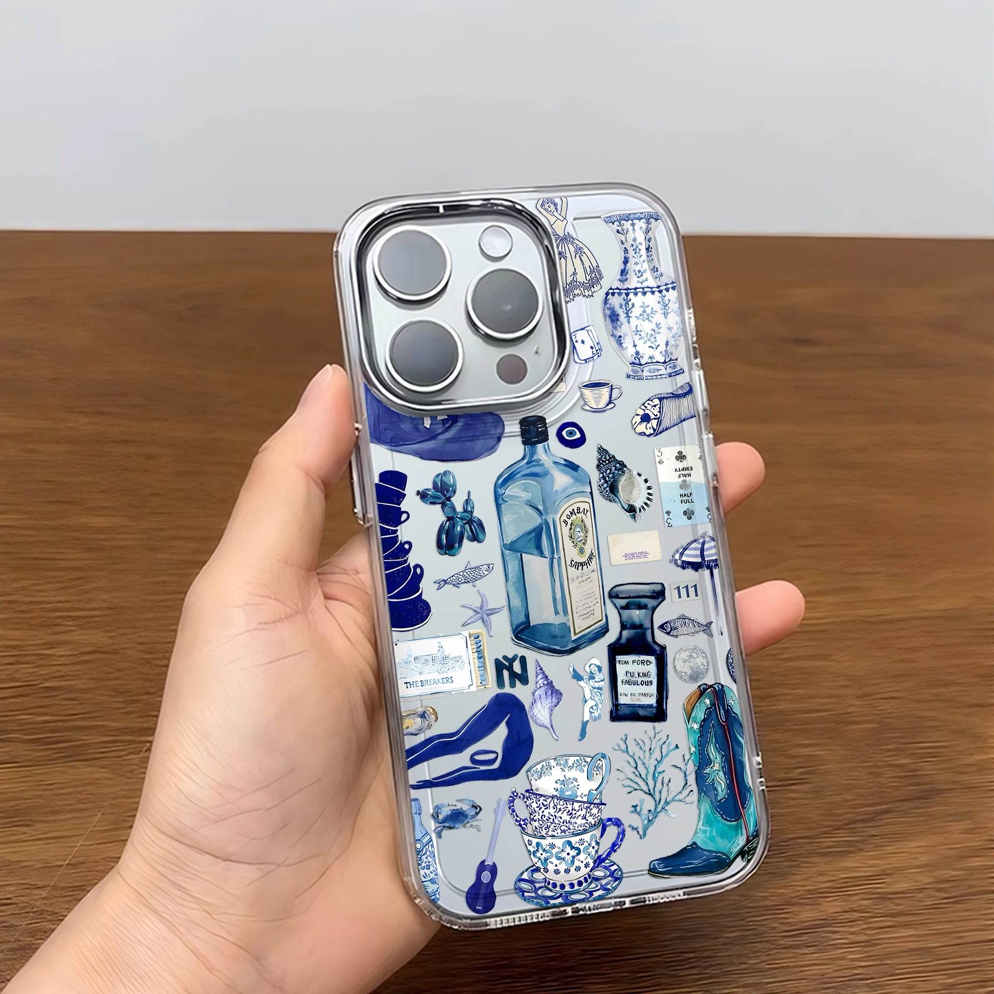 Luxury Seaside Wine Lemon Transparent Soft Silicone Phone Case