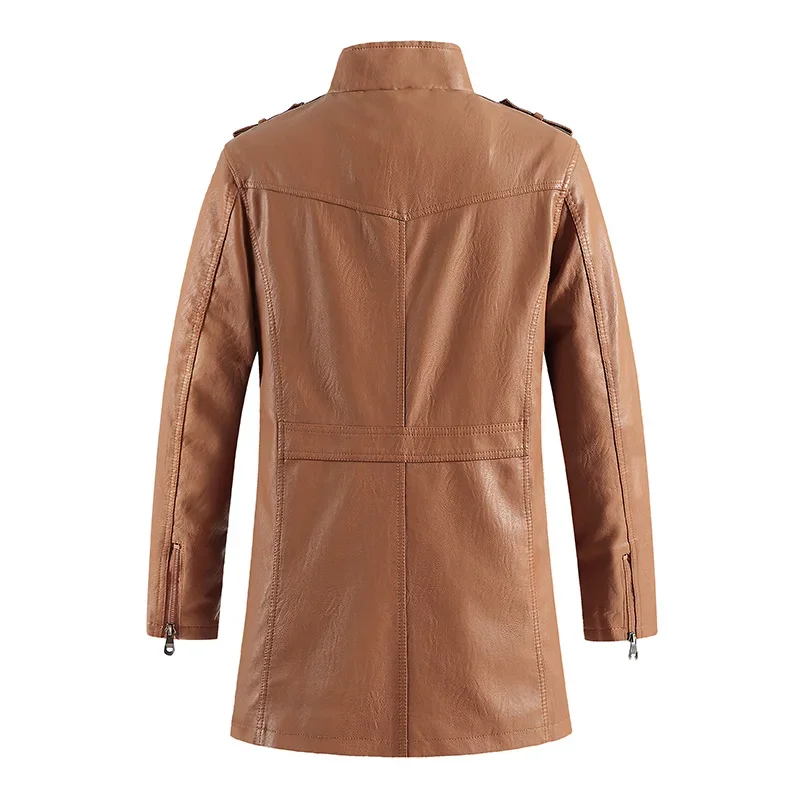 Coat Long Outwear Fashion Warm Casual Vintage Clothing Men Biker Jackets Mens Long Slim Thick Fleece Winter Leather Jacket leather jackets men winter jacket