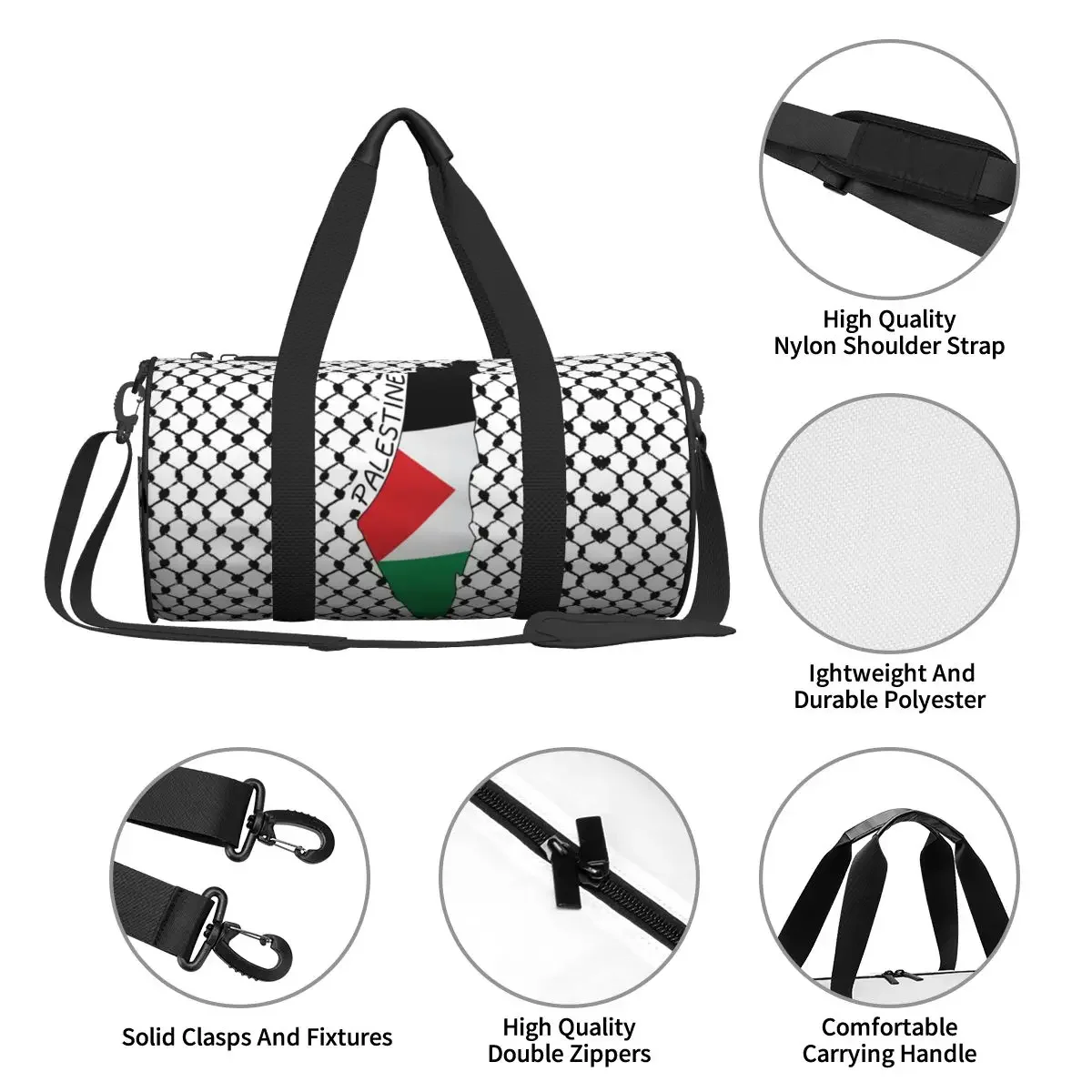 Palestine Flag Map Travel Bag Kufiya Hatta Swimming Gym Bag Men's Design Large Capacity Sports Fitness BagsWaterproof Handbags