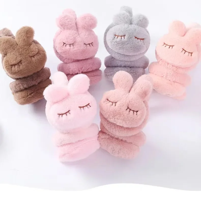 Winter Cute Closed Eyes Rabbit Earmuffs Girl Korean Version Cute Ear muffs Student Warm Ear Cover Parent-child Protection