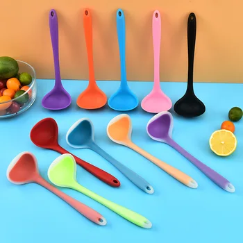Piccolo cucchiaio in silicone addensato Stoviglie Cucina giapponese Pentola Tagliatelle Ramen Mestolo Cucchiai Zuppe cinesi Catering Scoop 1