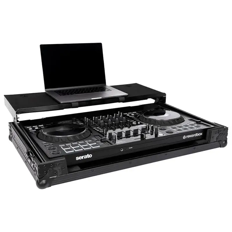 Black DJ Flight Case DDJ-FLX10 Laptop Platform & Wheels