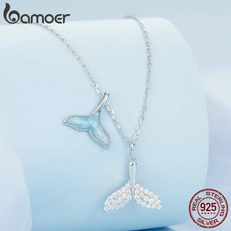 Ciondolo A Scatto BAMOER In Argento 925 Con Smalto Blu E Stellato, Tema Notte Stellata