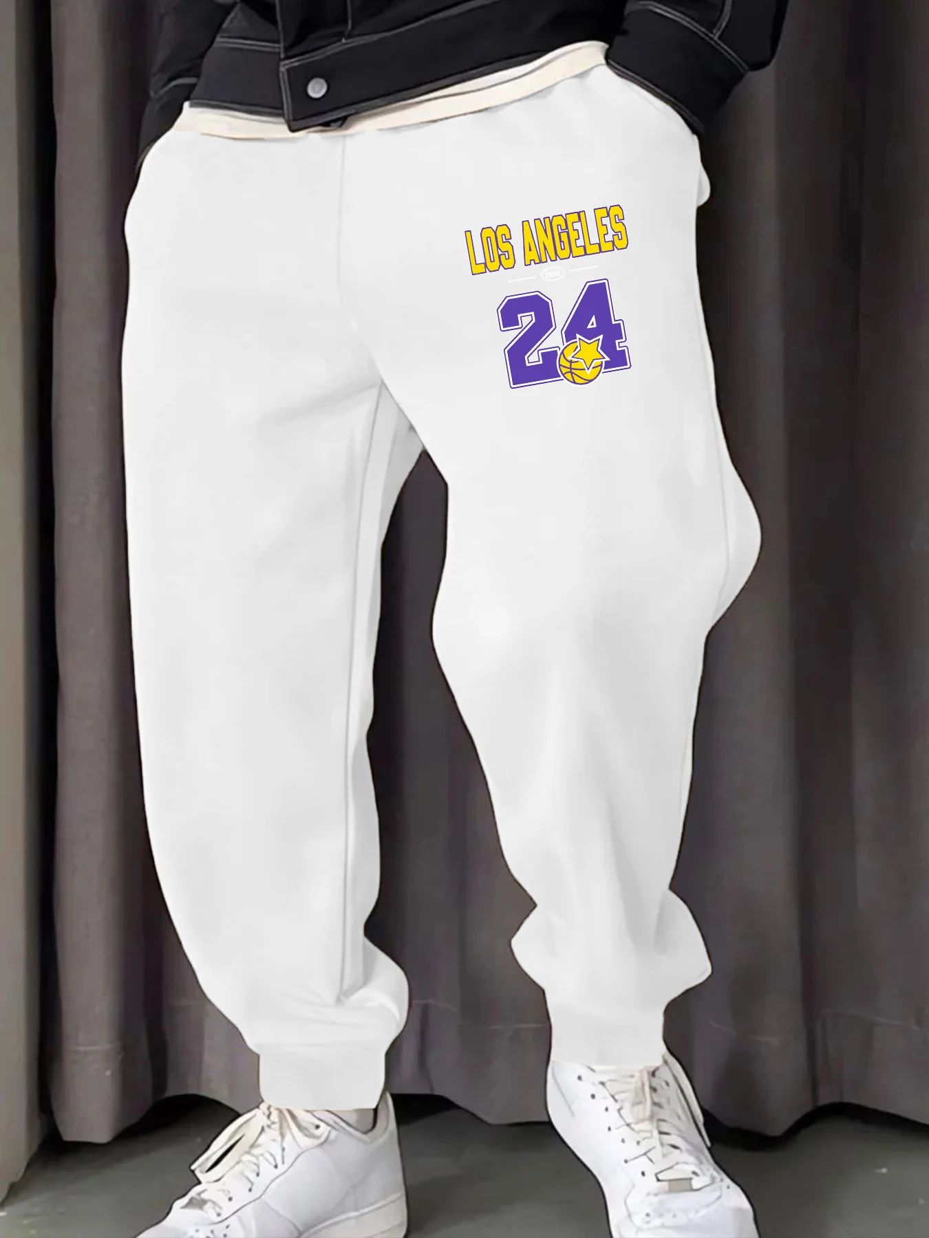 Los Angeles Nummer 24, Jersey-Aufdruck, Herren-Jogginghose, Sport, mehrfarbige Hose, weiche Fleece-Hose, Herbst-Jogging, Unisex, Britches – Detail 13