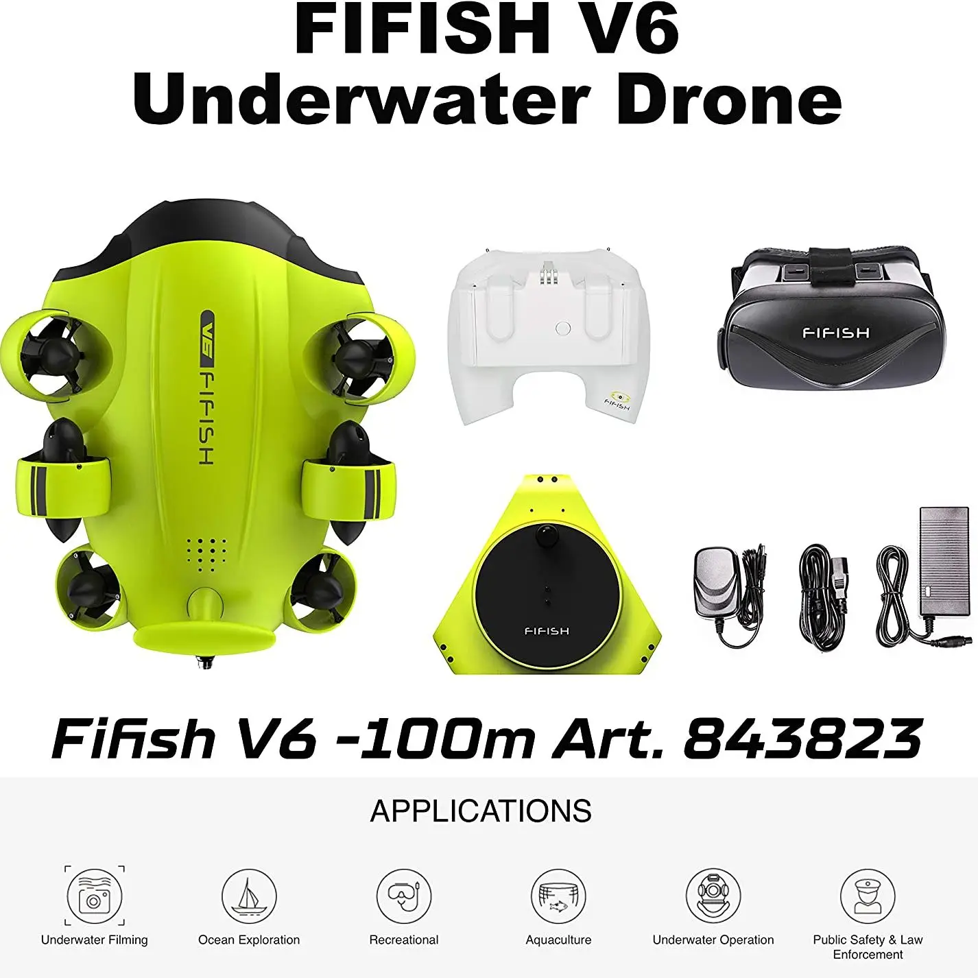 Fifish V6 VR Diving Underwater Robot Drone with 4K UHD Camera 360 Roll