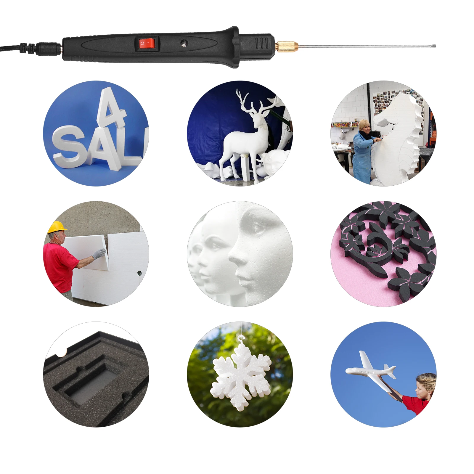 24W Foam Cutter Pen Handheld Electric Foam Cutter Kit Polystyrene Styrofoam Cutting Machine DIY Engraver Tools