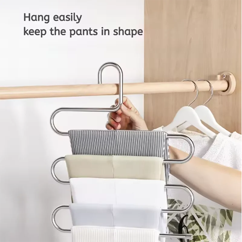 5 Layers Multi-functional Clothes Hangers Non-slip Pant Storage Rack