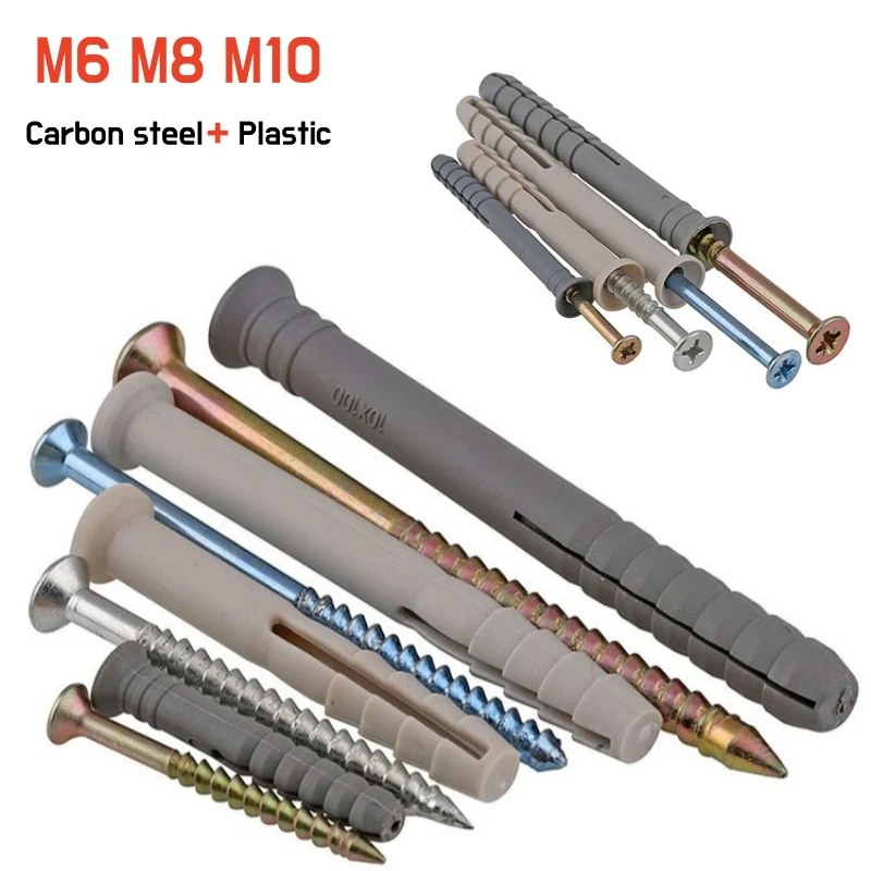 M6 M8 M10 Plastic Self Drilling Drywall and Wall Anchors with Screws Wall Plug Anchor Percussion Expansion Bolt Pipe Column