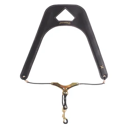 Adjustable Leather Double Shoulder Saxophone Neck Strap Harness (Black)