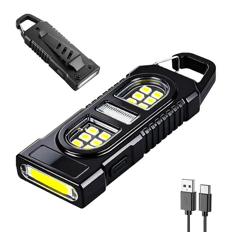 Rechargeable LED Keychain Flashlight with Magnet - Portable 550LM Mini Torch and Pocket Lantern