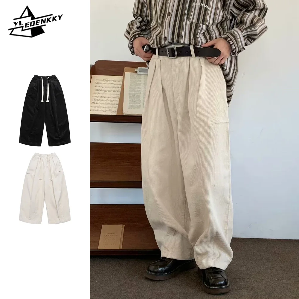 Vintage Corduroy Wide Leg Pants for Men Women men cargo pants wide leg pants