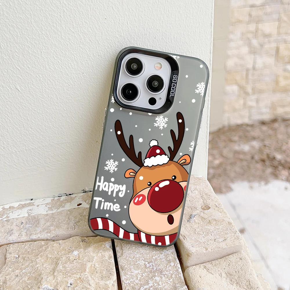 Festive Christmas Elk & Santa Claus Matte Phone Case Cover