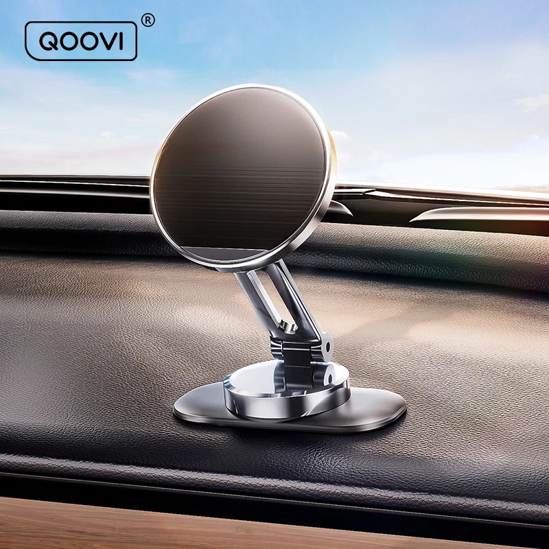 QOOVI Magnetic Car Phone Holder 360 Degree Dashboard Foldable Mount GPS iPhone Samsung POCO