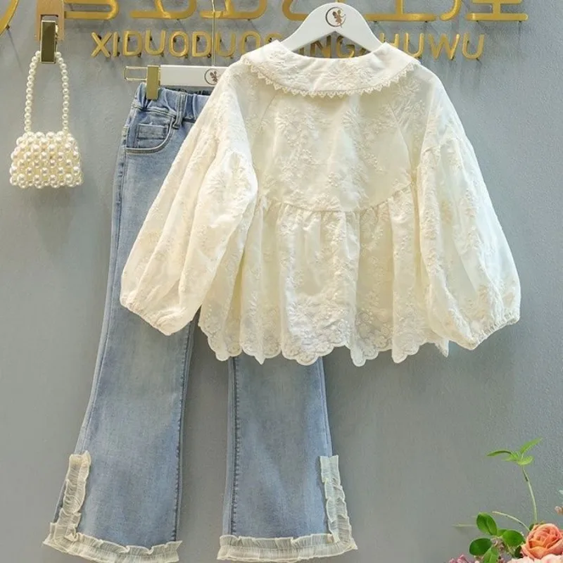 Girls Lace Jeans Set 6