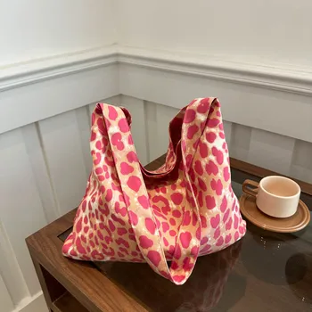 Borsa tote morbida con stampa leopardata vintage, borsa a tracolla casual di grande capacità per lo shopping quotidiano