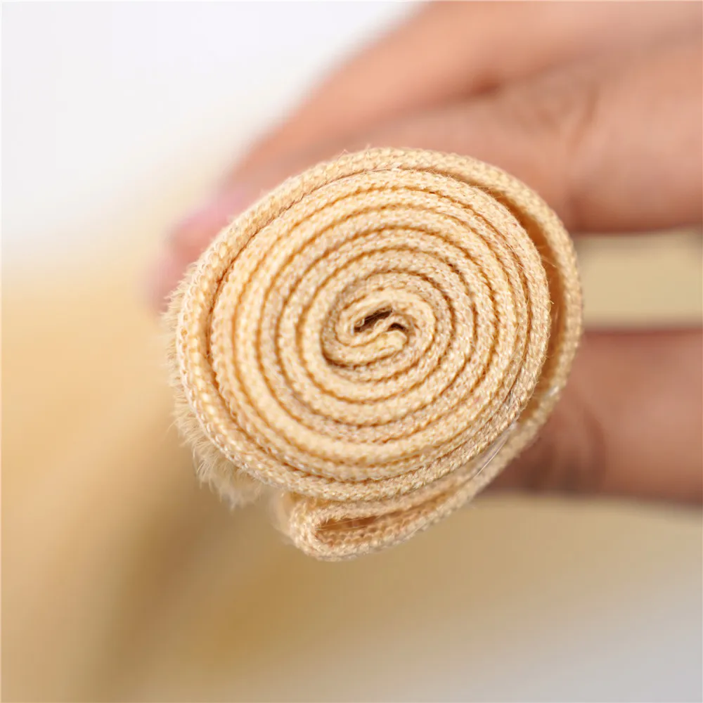 50g 613 Blonde Human Hair Weaving Double Drawn 613 Straight Bundles Human Hair 4 Bundles Sew-in Extensions Brazilian