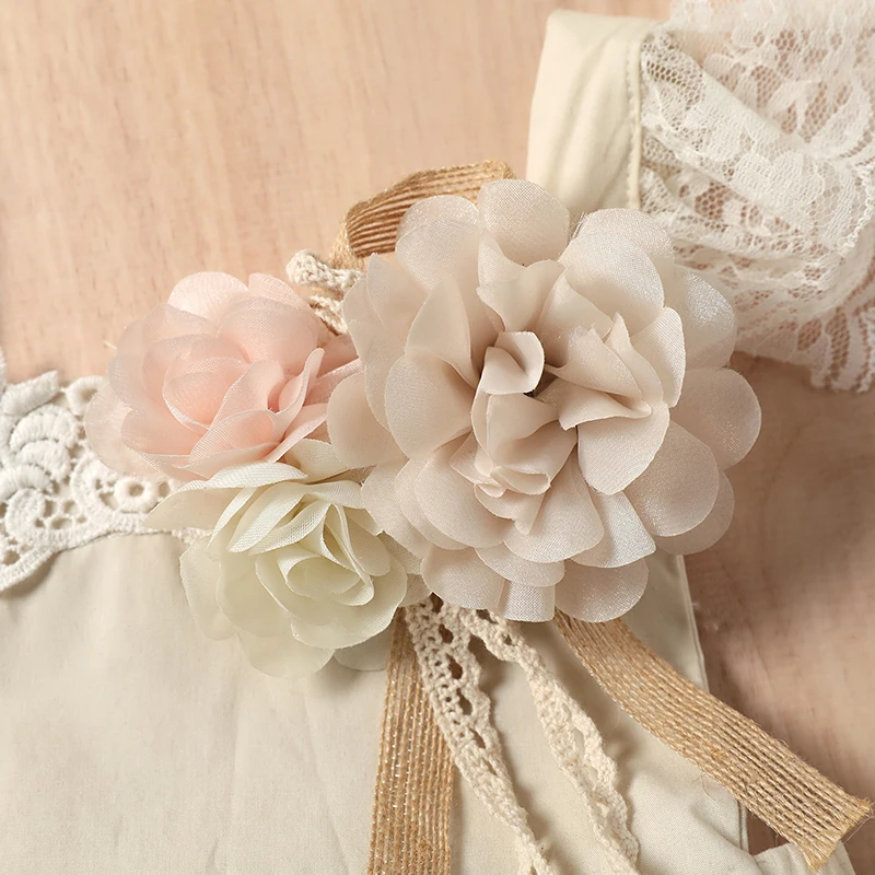 Newborn Baby Girl Romper Infant Clothes Summer Sleeveless Lace Jumpsuits with Lace Skirt Solid Flower Ruffles Playsuit