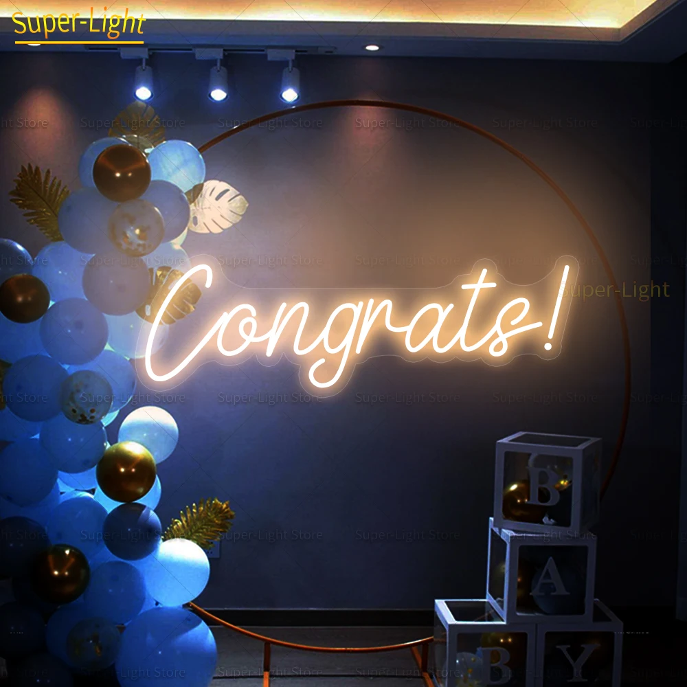 

LED Neon Sign Congrats Lights Graduation Ceremony LED Sign Home Party Event Decor Wall Hanging Neon Lamp Sign For Party Neon Bar