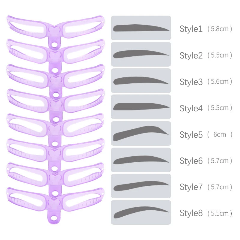8 In 1 Reusable Eyebrow Stencils Eye Brow Stamp Templates Eyebrow Shape Set for Women Eye Brow Make Up Accessories Beauty Tools